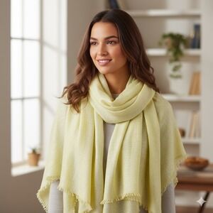 NEW Erfurt Scarf Wrap Women One‎ Size Yellow Metallic Silver Denmark Hand Dyed